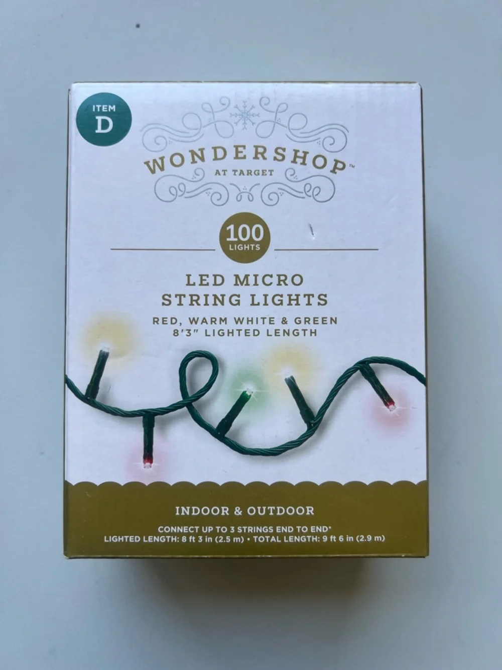 LED MICRO STRING LIGHTS RED, WARM WHITE & GREEN Set of 2